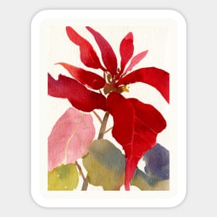 Poinsettia Watercolor Sticker